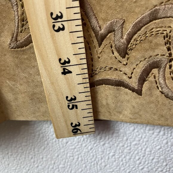 VTG Womens 14 Tan Margaret Godfrey Suede Western Boho Skirt Embroidered Hem NWT - Picture 8 of 11